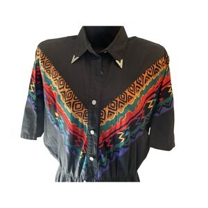 Women Vintage 80'd Lilia Smitty Exclusive Westerncore Dress Southwestern 7/8 USA
